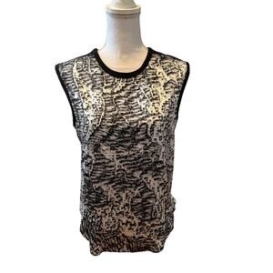 Helmut Lang silk black floral print sleeveless top